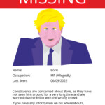 An image I made when Boris Johnson had "done a runner" and disappeared from Parliament despite still allegedly being an MP. This was before he resigned ahead of the Privileges Committee decision to suspend him and trigger a by election.